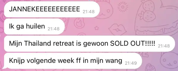 Bericht van een klant: Mijn Thailand retreat is gewoon SOLD OUT